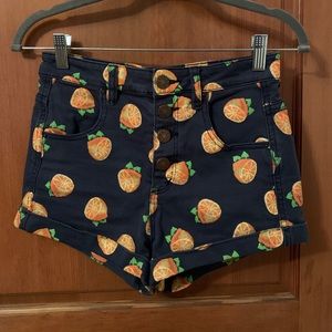 BDG Pinup Rolled Hem High-Rise Short - Navy Oranges